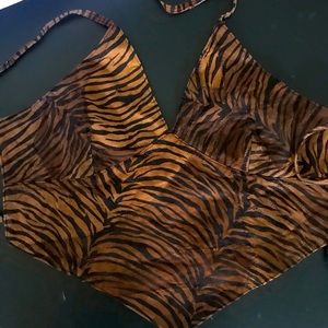 real Leather Tiger print halter top!